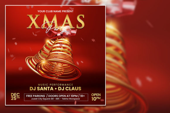 Instant Download: Editable Xmas Party Social Media Post & Flyer PSD